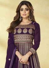 Load image into Gallery viewer, Plum Purple Georgette Embroidered Anarkali Suit