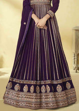 Load image into Gallery viewer, Plum Purple Georgette Embroidered Anarkali Suit