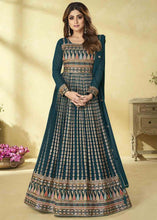 Load image into Gallery viewer, Dark Teal Green Georgette Embroidered Anarkali Suit