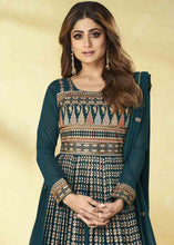 Load image into Gallery viewer, Dark Teal Green Georgette Embroidered Anarkali Suit