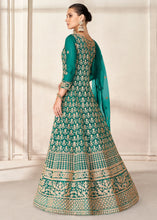 Load image into Gallery viewer, Teal Green Net Anarkali Suit with Heavy Embroidey work