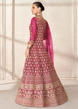 Load image into Gallery viewer, Peony Pink Net Anarkali Suit with Heavy Embroidey work