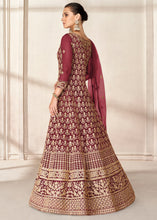 Load image into Gallery viewer, Maroon Red Net Anarkali Suit with Heavy Embroidey work