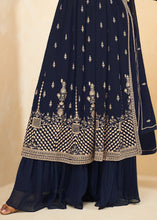 Load image into Gallery viewer, Denim Blue Georgette Salwar Suit with Embroidery work