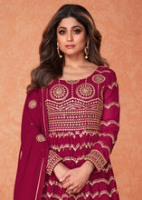 Load image into Gallery viewer, Raspberry Pink Georgette Embroidered Anarkali Suit