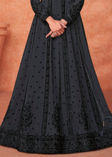 Load image into Gallery viewer, Shadow Black Georgette Embroidered Anarkali Suit