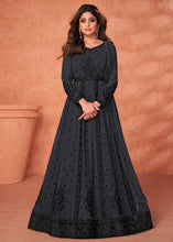 Load image into Gallery viewer, Shadow Black Georgette Embroidered Anarkali Suit