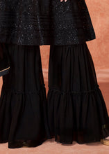 Load image into Gallery viewer, Midnight Black Embroidered Georgette Plazzo Suit