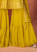 Load image into Gallery viewer, Pineapple Yellow Embroidered Georgette Plazzo Suit