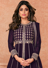 Load image into Gallery viewer, Eggplant Purple Georgette Embroidered Lehenga Suit