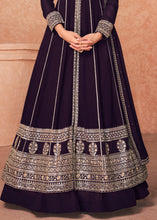 Load image into Gallery viewer, Eggplant Purple Georgette Embroidered Lehenga Suit