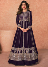Load image into Gallery viewer, Eggplant Purple Georgette Embroidered Lehenga Suit