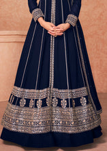 Load image into Gallery viewer, Denim Blue Georgette Embroidered Lehenga Suit