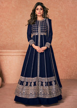 Load image into Gallery viewer, Denim Blue Georgette Embroidered Lehenga Suit