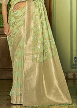 Load image into Gallery viewer, Pastel Green Woven Linen Silk Saree