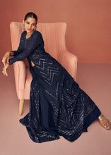 Load image into Gallery viewer, Midnight Blue Georgette Embroidered Lehenga Suit