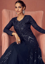 Load image into Gallery viewer, Midnight Blue Georgette Embroidered Lehenga Suit