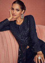 Load image into Gallery viewer, Midnight Blue Georgette Embroidered Lehenga Suit