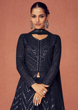 Load image into Gallery viewer, Midnight Blue Georgette Embroidered Lehenga Suit