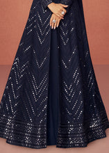 Load image into Gallery viewer, Midnight Blue Georgette Embroidered Lehenga Suit