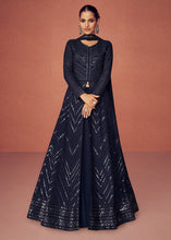 Load image into Gallery viewer, Midnight Blue Georgette Embroidered Lehenga Suit
