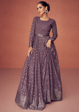 Load image into Gallery viewer, Viola Purple Georgette Embroidered Anarkali Suit