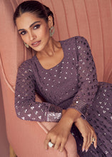 Load image into Gallery viewer, Viola Purple Georgette Embroidered Anarkali Suit