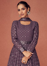 Load image into Gallery viewer, Viola Purple Georgette Embroidered Anarkali Suit