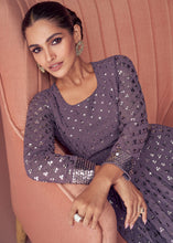 Load image into Gallery viewer, Rain Purple Designer Georgette Anarkali Suit with Sequins work