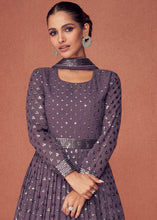 Load image into Gallery viewer, Rain Purple Designer Georgette Anarkali Suit with Sequins work