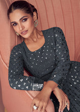 Load image into Gallery viewer, Anchor Grey Designer Georgette Anarkali Suit with Sequins work