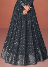 Load image into Gallery viewer, Anchor Grey Designer Georgette Anarkali Suit with Sequins work
