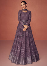 Load image into Gallery viewer, Viola Purple Georgette Embroidered Anarkali Suit
