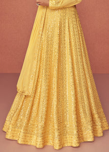 Titanium Yellow Georgette Embroidered Anarkali Suit