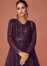 Load image into Gallery viewer, Raisin Purple Georgette Embroidered Anarkali Suit