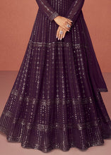 Load image into Gallery viewer, Raisin Purple Georgette Embroidered Anarkali Suit