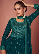 Load image into Gallery viewer, Eden Green Georgette Embroidered Anarkali Suit