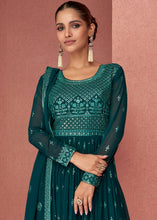 Load image into Gallery viewer, Eden Green Georgette Embroidered Anarkali Suit