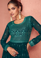 Load image into Gallery viewer, Eden Green Georgette Embroidered Anarkali Suit