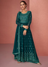 Load image into Gallery viewer, Eden Green Georgette Embroidered Anarkali Suit