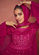 Load image into Gallery viewer, Magenta Pink Georgette Embroidered Anarkali Suit