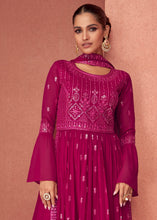 Load image into Gallery viewer, Magenta Pink Georgette Embroidered Anarkali Suit