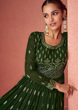 Load image into Gallery viewer, Seaweed Green Georgette Embroidered Anarkali Suit