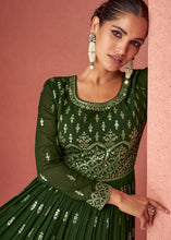 Load image into Gallery viewer, Seaweed Green Georgette Embroidered Anarkali Suit