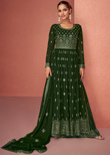 Load image into Gallery viewer, Seaweed Green Georgette Embroidered Anarkali Suit