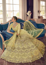 Load image into Gallery viewer, Pastel Yellow Crepe Lehenga Choli with Zarkan,Thread &amp; Zari  work