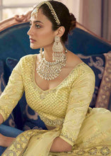 Load image into Gallery viewer, Pastel Yellow Crepe Lehenga Choli with Zarkan,Thread &amp; Zari  work