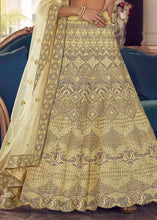 Load image into Gallery viewer, Pastel Yellow Crepe Lehenga Choli with Zarkan,Thread &amp; Zari  work