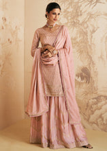 Load image into Gallery viewer, Mauvelous Pink Embroidered Chinnon Plazzo Suit