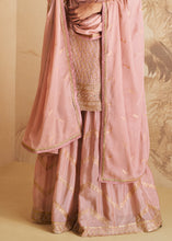 Load image into Gallery viewer, Mauvelous Pink Embroidered Chinnon Plazzo Suit